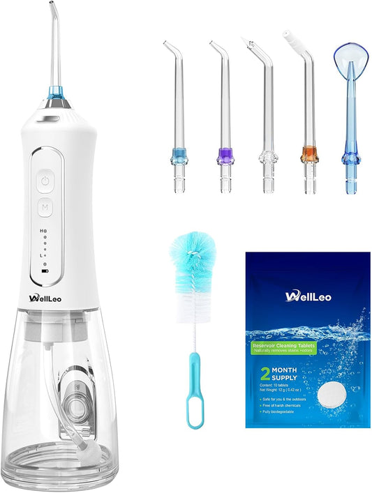Water Flosser for Teeth, 300ML Cordless Oral Irrigator Rechargeable Dental Flosser Picks with 5 Modes 5 Jet Tips,IPX7 Waterproof Teeth Cleaner for Braces Gum Care, Home Travel Use