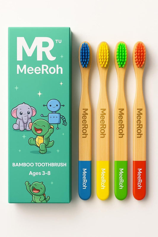 MeeRoh Bamboo Toothbrush for Kids β Eco-Friendly, Soft Bristles, 4-Pack