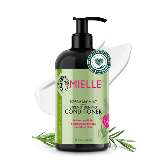 Mielle Organics Rosemary Mint Strengthening Hair Conditioner - Detangling & Hydrating Conditioner to Help Increase Manageability - Infused with Biotin to Support Longer, Healthier Strands (12 oz)