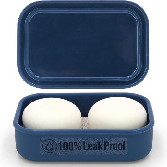 Enhanced Leak Proof Travel Soap Case, AIMAIAIMAI Silicone Soap Container with Draining Layer, Portable Bar Soap Holder for Bathroom, Camping, Gym, Easy to Clean (Blue)