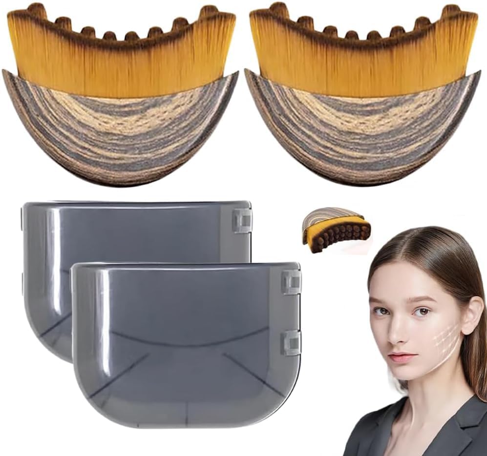 Lymphatic Contour Face Brush, Dry Brushing Face Brush, Lymphatic Drainage Massager for Face, Chin & Jawline Sculpting,Fits to The Skin to Relieve Fatigue (2PCS)