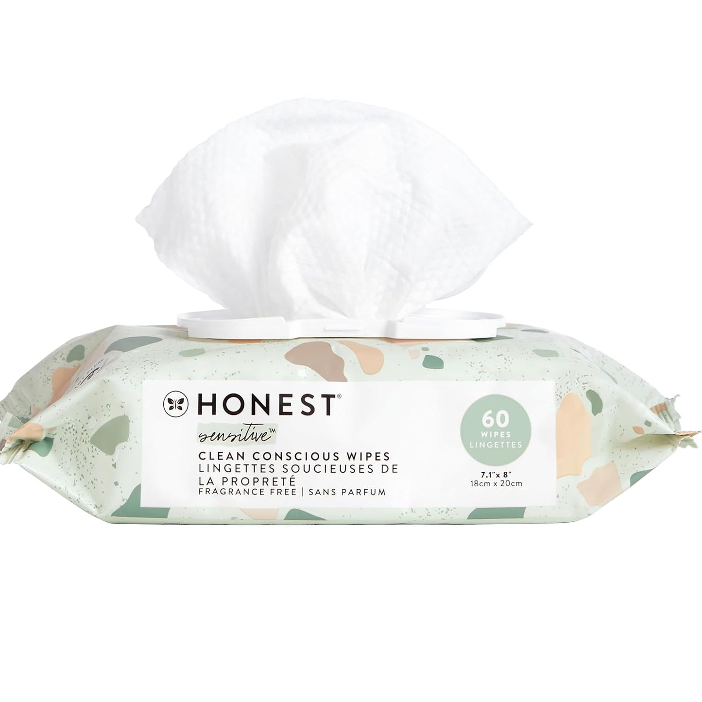 The Honest Company Clean Conscious Multi-Use Wipes | Hypoallergenic + Unscented for Sensitive Skin | Over 99% Water, Compostable, Plant Based, Baby Wipes | Geo Mood, 60 Count