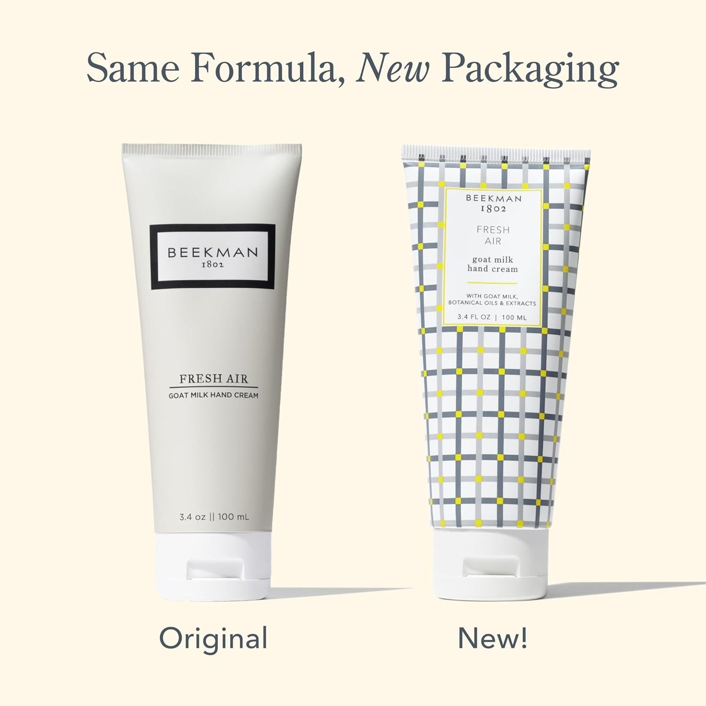 Beekman 1802 Pure Goat Milk Hand Cream, Fresh Air - Scented - 3.4 oz - Moisturizing Lotion for Dry Skin - Anti-Aging Hydration - Good for Sensitive Skin - Cruelty Free - Packaging May Vary