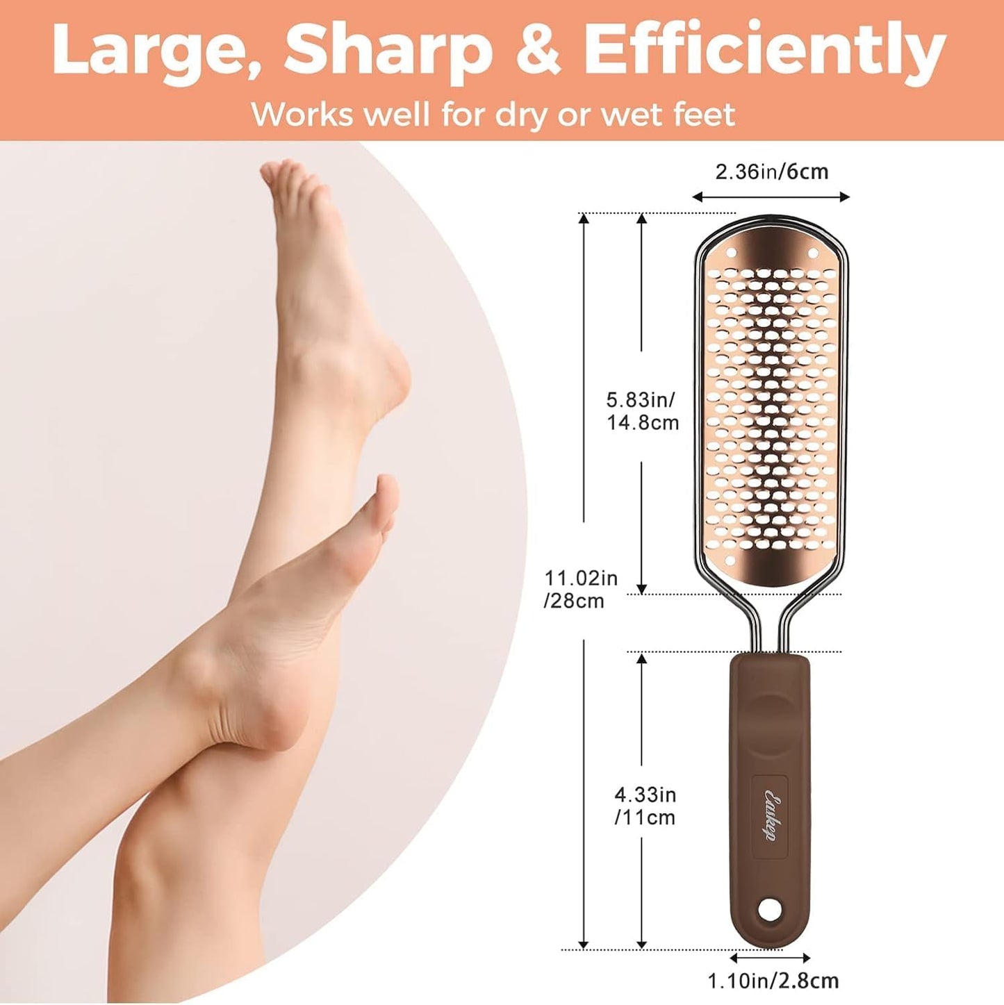 Foot File Foot Scrubber Pedicure - Callus Remover for Feet Easkep Professional Grater Rasp Foot Scraper Corns Callous Removers Cracked Dead Skin Remover for Dry and Wet Feet (Golden)