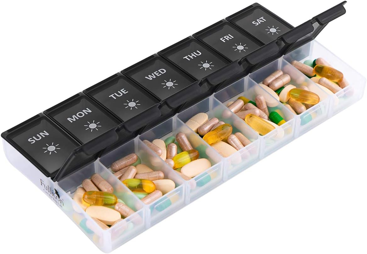 XL Weekly Pill Organizer 2 Times a Day, Fullicon Extra Large Daily Pill Cases Oversized AM PM Pill Box Twice a Day for Vitamin/Fish Oil/Pills/Supplements