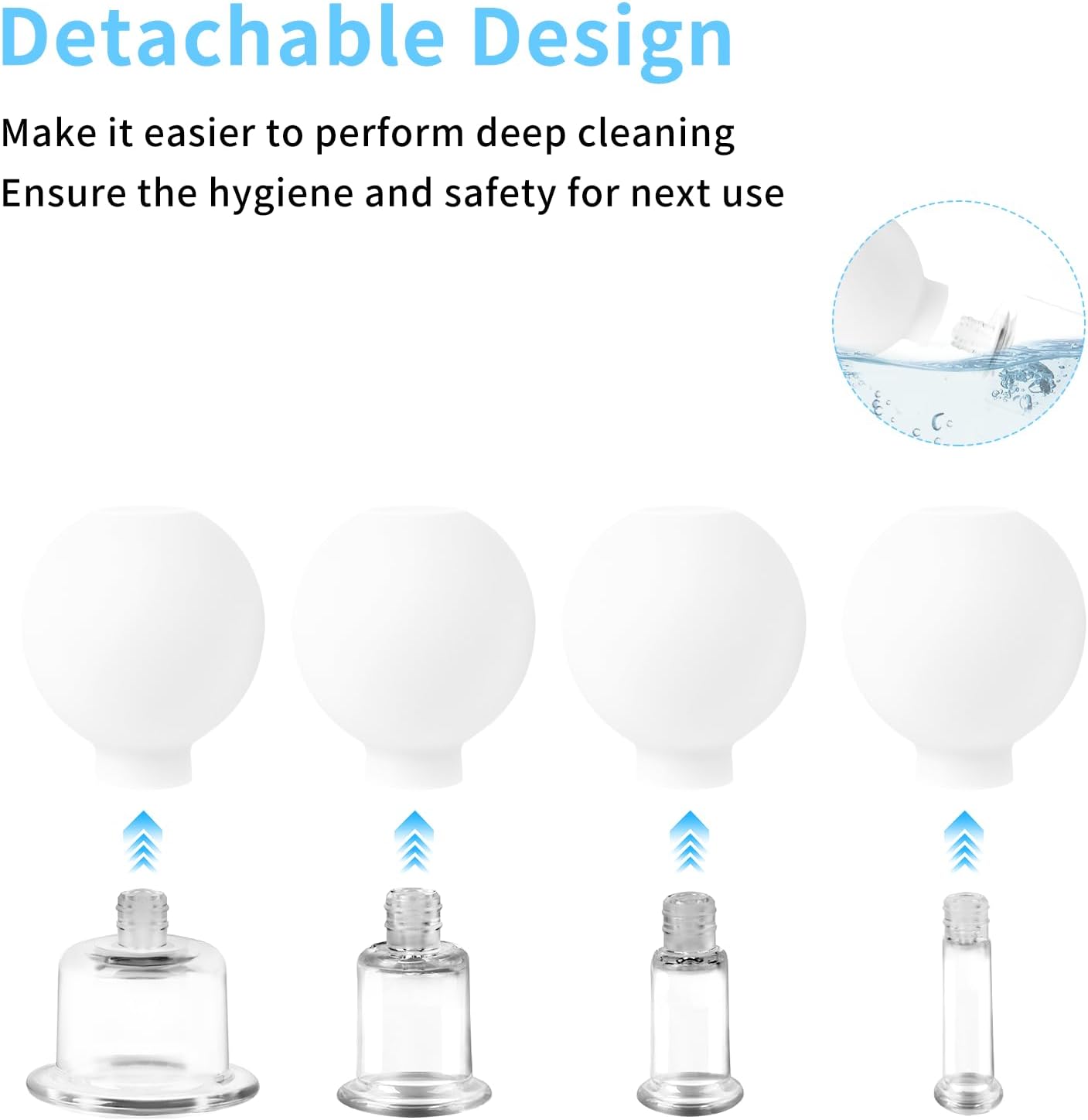 Meifuly Facial Cupping Set, 4 PCS Silicone Vacuum Suction Face Massage Cups, Skin Tightening Kit for Eyes, Face and Body (White)