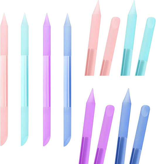 4Pcs Glass Cuticle Pusher, heemeei Dual-Ended Manicure Stick, Crystal Cuticle Pusher Glass File, Professional Precision Filing Cuticle Remover, Manicure Pedicure Tools for Nails and Cuticles Care…