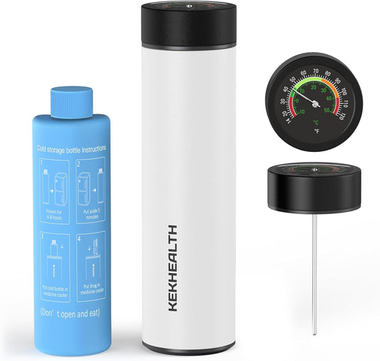 TSA Approved Insulin Cooler Travel Case, 60H Diabetes Medication Cooler with Large Dial Mechanical Thermometer & Biogel Ice Pack, Compact Diabetic Travel Case for Medicine Storage