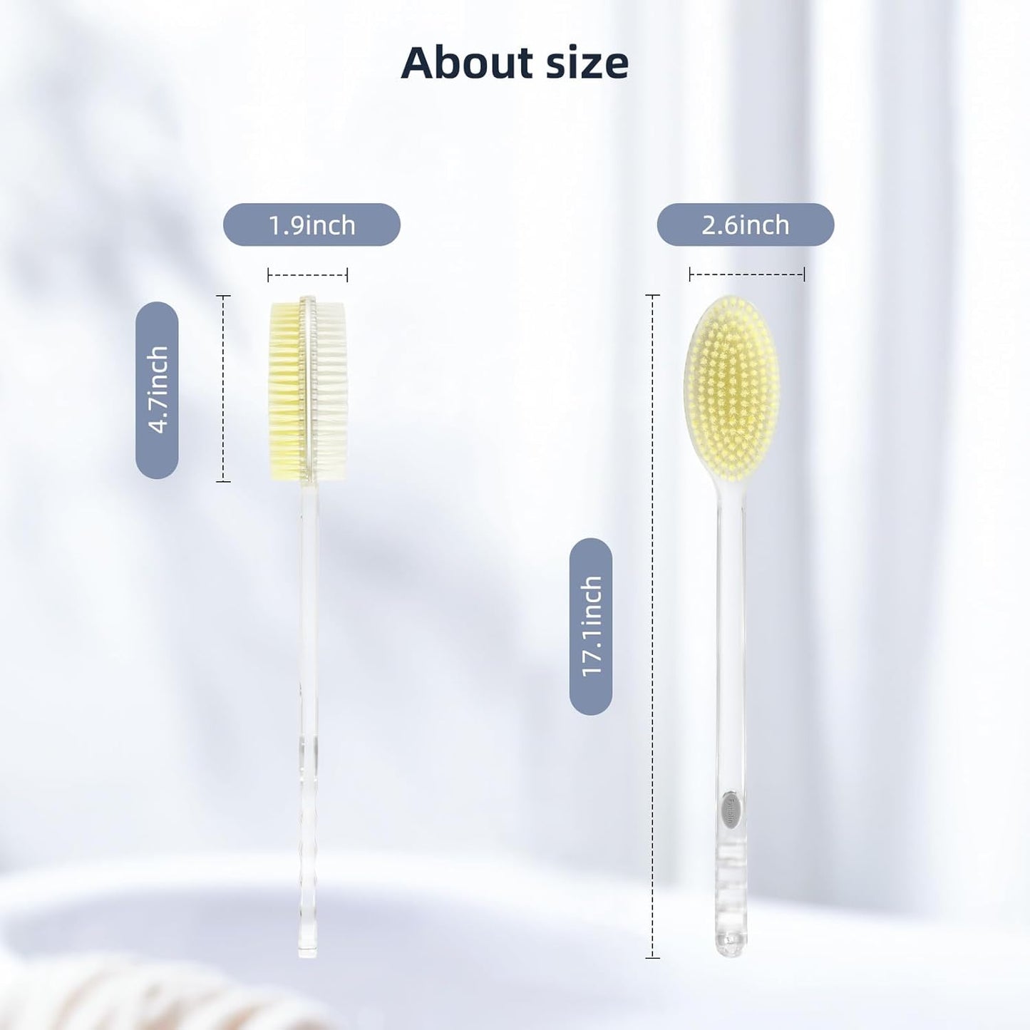 Back Scrubber Long Handle for Shower,Back Brush Dual-Sided with Stiff and Soft Bristles,Body Exfoliator for Bath or Dry Brush