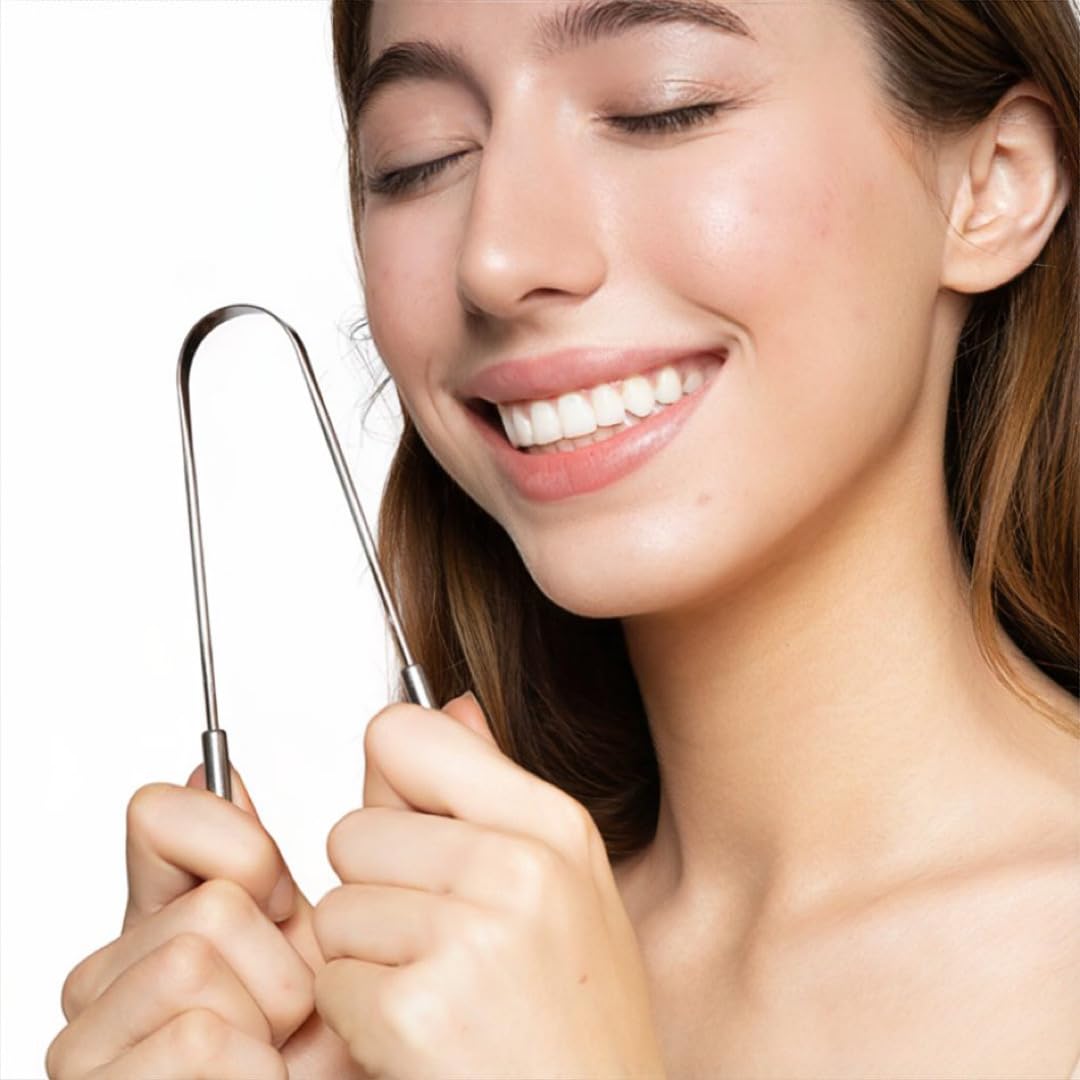 Stainless Steel Tongue Scraper for Adults with Travel Case (2 Pack) – Stainless Steel Cleaner for Daily Hygiene, Reduce Bad Breath – Oral Care Travel Essentials, Metal Tongue Scraper