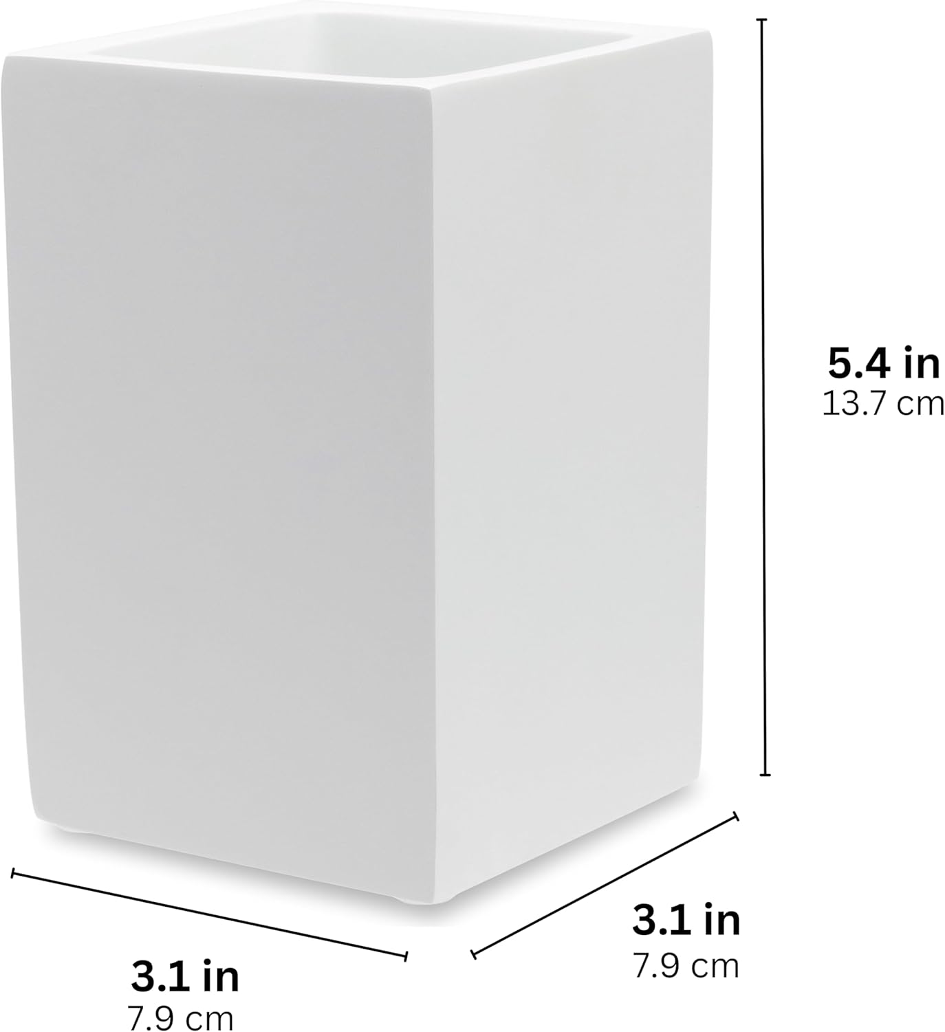 Matte White Toothbrush and Toothpaste Holder for Bathroom Vanity and Countertop, Square Organizer for Electric Toothbrushes, Floss, Razors, Cotton, and Mouthwash