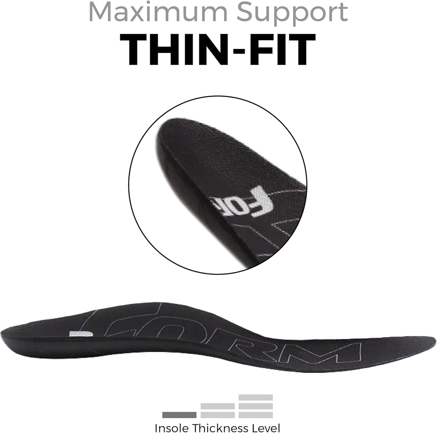 Ultra-Thin Plantar Fasciitis Insoles Designed for Comfort & Maximum Pain Relief, Ideal for Dress Shoes & Boots | Black (Men's 8-8.5, Women's 9.5-10)