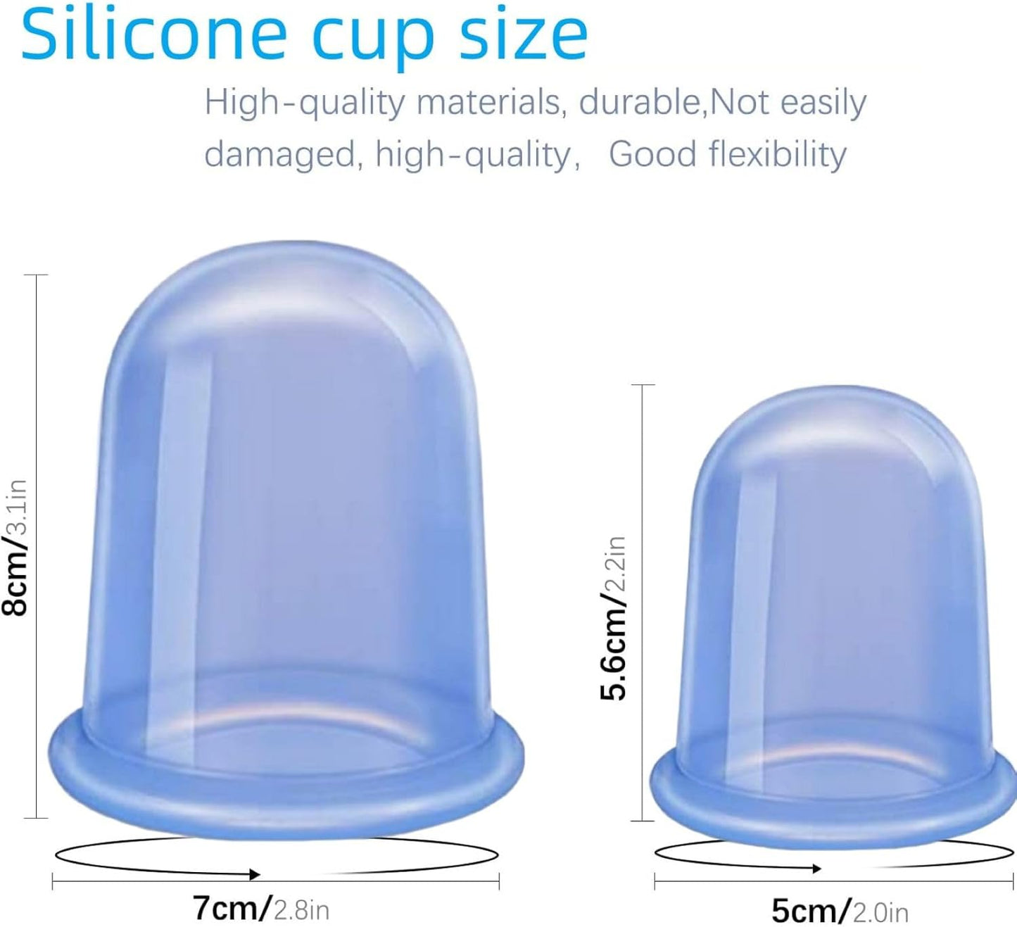 Silicone Cupping Sets Massage Cup Tool Vacuum Suction Cup for Cellulite Treatment Vacuum Cups Body and face Adult Portable Arthritis Home Use Blue 4piece 