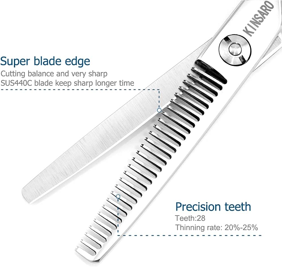 Hair Thinning Shears 5.5 Inch Thinning Scissors for Women Professional Barber Hair Thinning Scissors Barber Shears 28 Teeth Rose handle KINSARO for Hairdresser Barbershop or Home Use