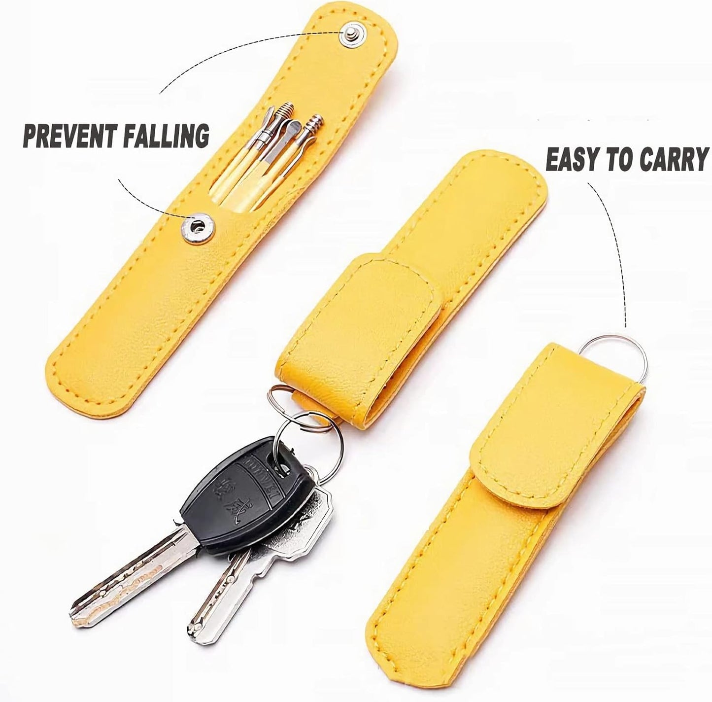 12 Pcs Ear Pick Earwax Removal Kit, Ear Cleaning Tool, Stainless Steel Earwax Removal Tool with Leather Storage Box (Black&Yellow)