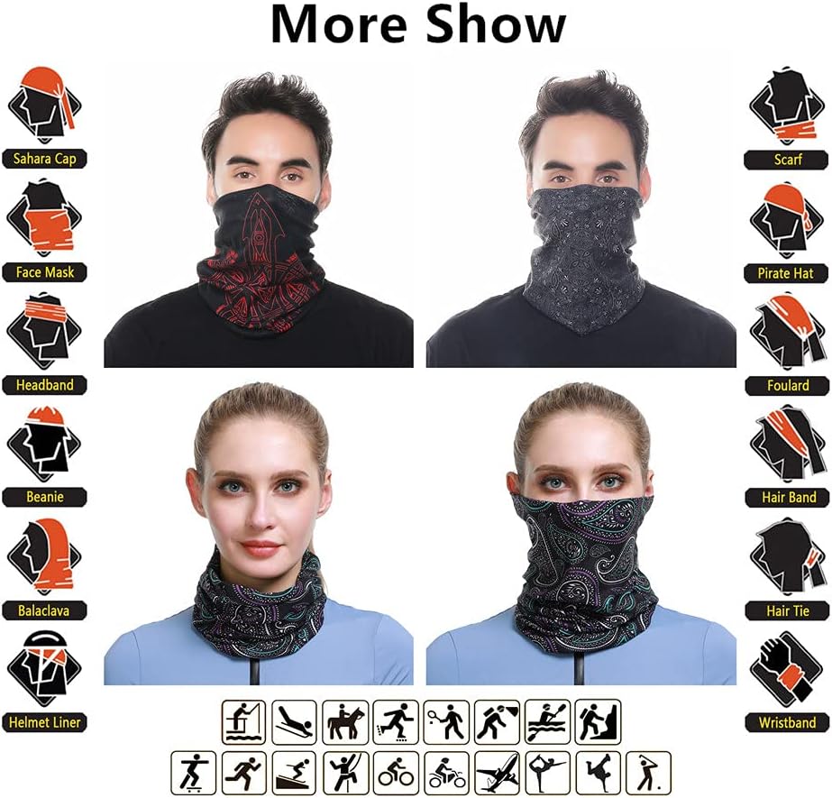 Headband Neck Gaiter Head Wrap Headwear Face Mask Magic Scarf Bandana for Men and Women