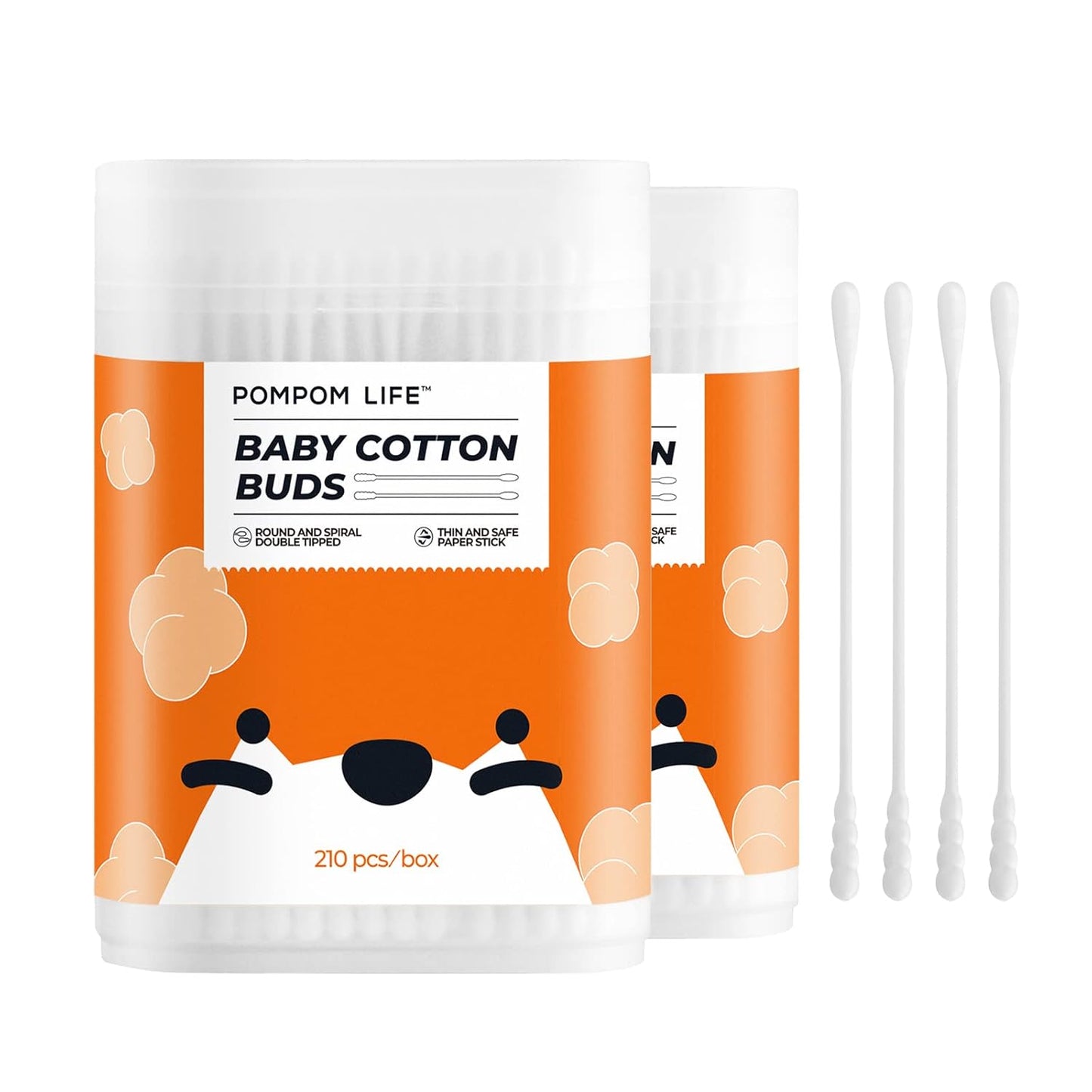 Baby Cotton Swabs 420 Count, Cotton Swabs For Personal Hygiene, Baby Safe Tips For Ear and Nose Clean With Biodegradable & Organic Cotton Buds, Double Tipped Safety Sticks, 100% Eco-Friendly