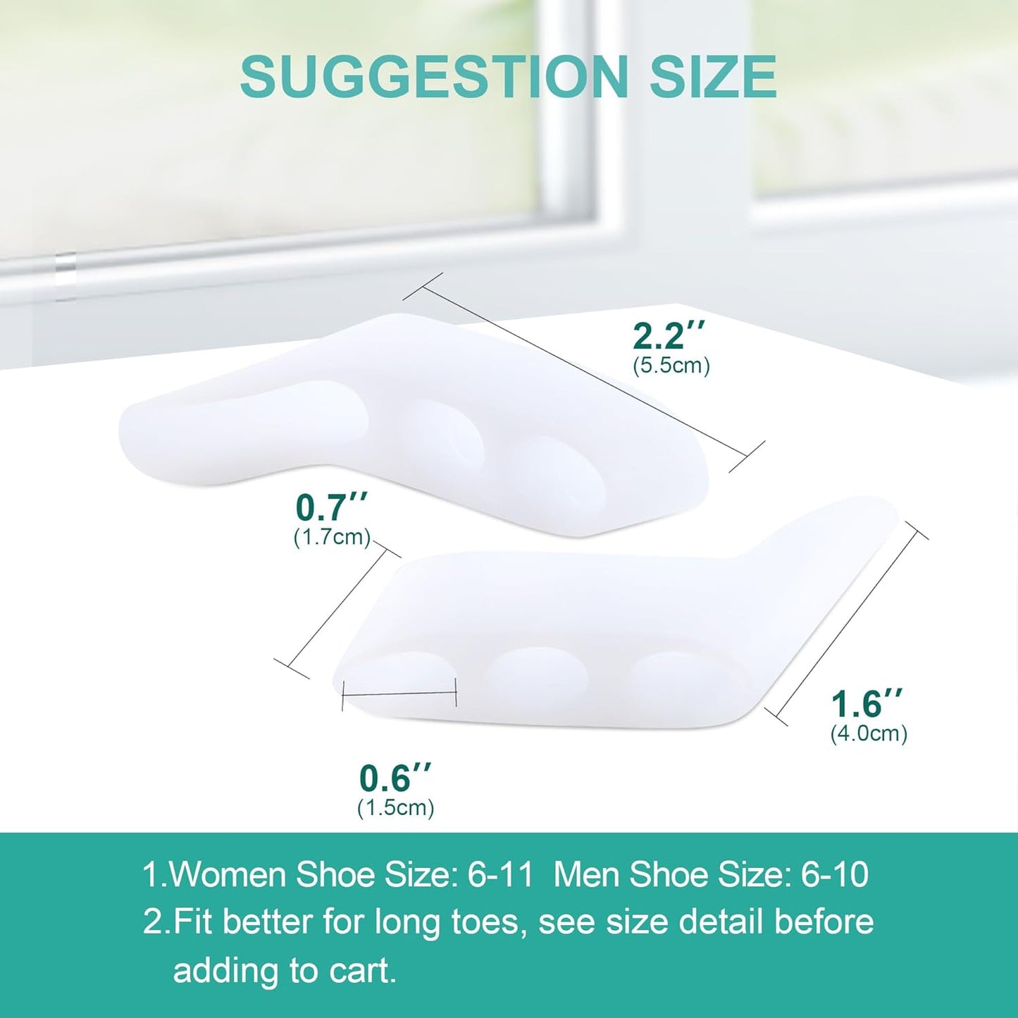 Welnove Gel Pinky Toe Separators - 8 Pack Pinky Toe Spacers, Bunion Cushions Pads for Women&Men, Silicone Little Toe Protectors for Preventing Rubbing & Relieve Pressure(White)