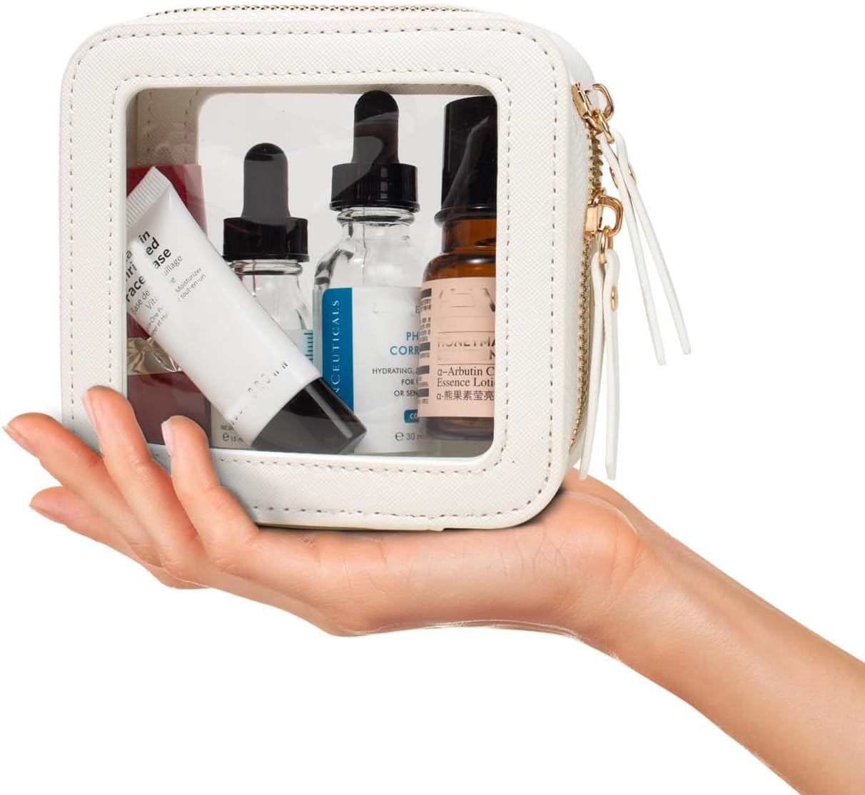 Travel Clear Makeup Bag Set, TSA Approved Cosmetic Bag Case with Zipper Portable Makeup Pouch Toiletry Bag Women Traveling Cosmetic Organizer Storage Bag Car Organizer Car Essentials for Women