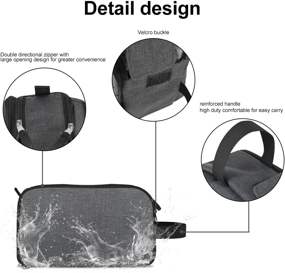 Toiletry Bag for Men Travel Essentials Shaving Dopp Kit Mens Toiletry Travel Bag for Grooming Water Resistant Cosmetic Bag Grey