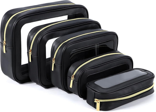 5PCS Diaper Bag Organizer Pouch Set, TSA Approved Toiletry Bag,Clear Waterproof TPU Makeup Bag Set Travel Organizer Bags for Women and Kids