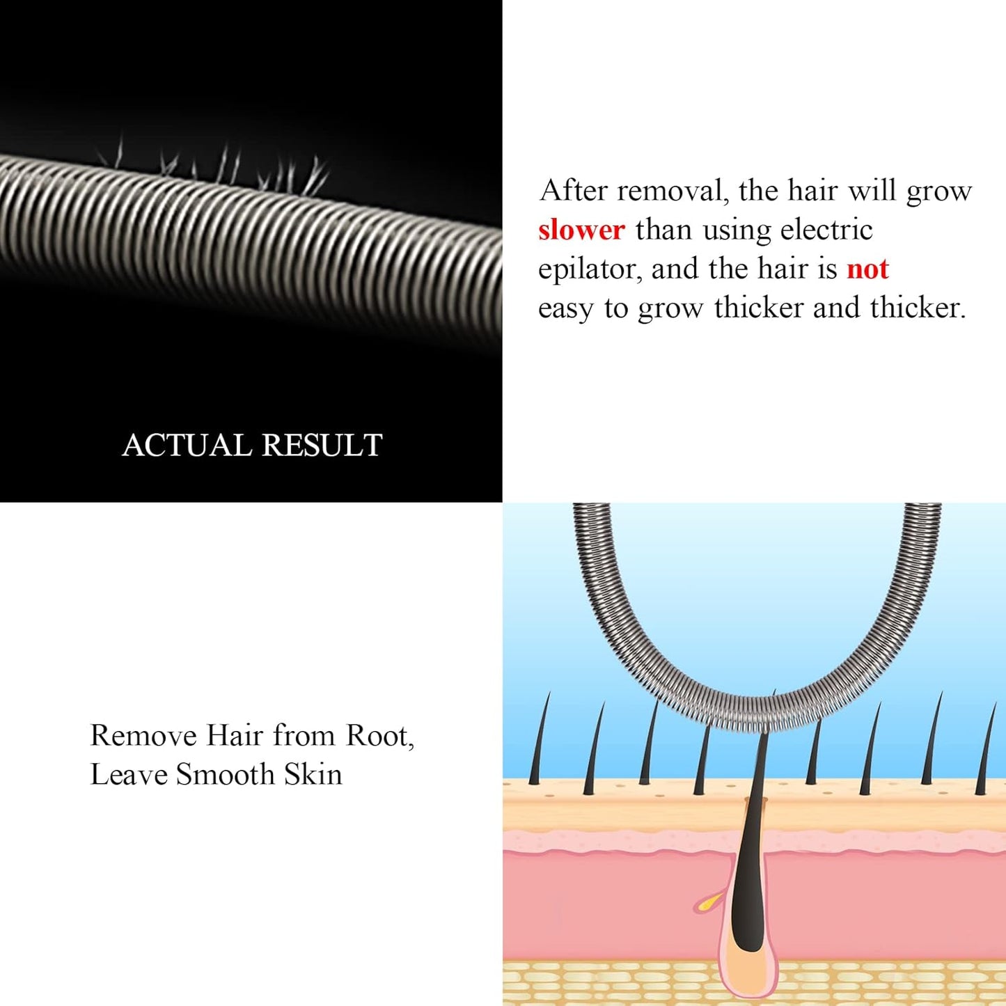 Ideal Swan Spring Hair Remover - 4 Pack Stainless Steel Spring Epilator - Facial Hair Remover for Women Face, Chin Hair, Upper Lip Hair, Spring Facial Hair Remover for Women Mustache