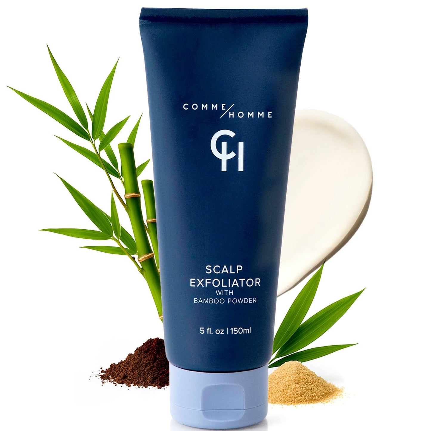 Comme Homme Scalp Exfoliator for Bald Men – Detoxifying Pre-Shave Scrub with Bamboo, Glycolic Acid, Aloe & Caffeine – Removes Dead Skin – Anti-Aging – 5 fl oz / 150 ml