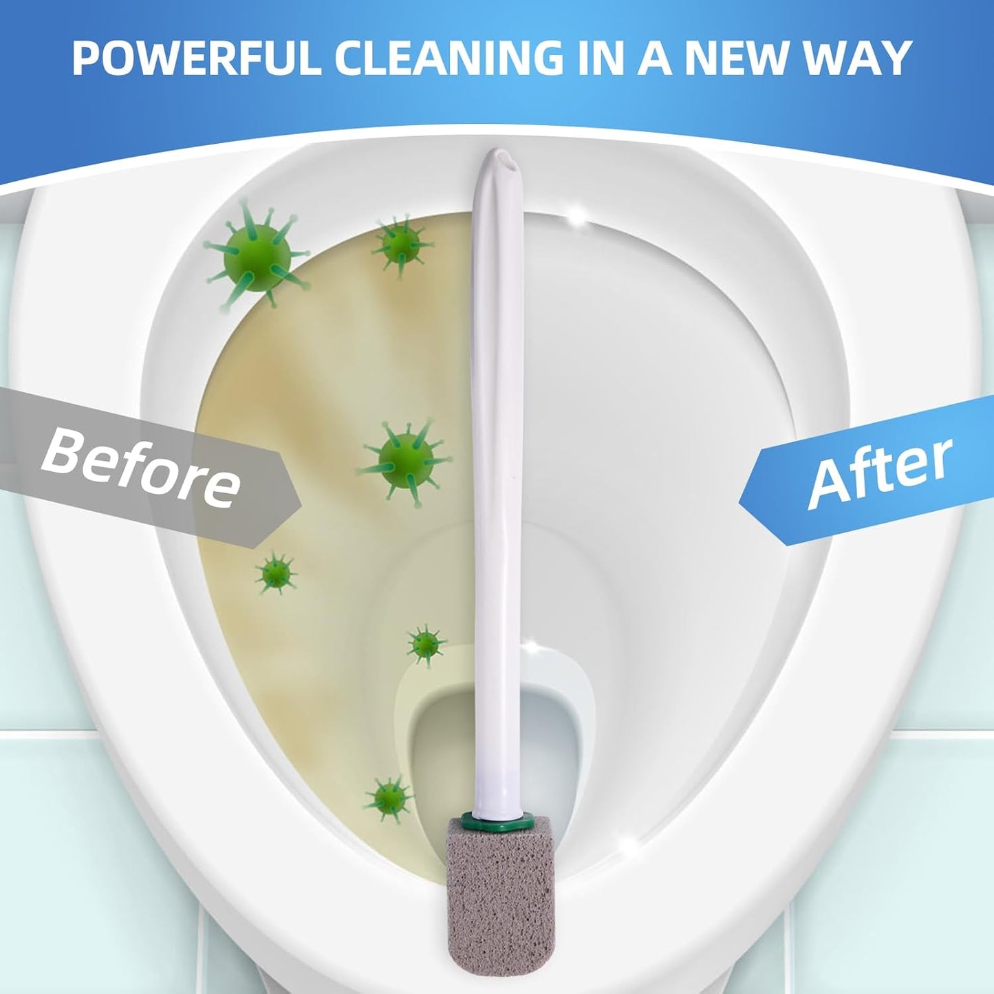 Pumice Stone Toilet Cleaner with Long Handle Pumice Stone Toilet Bowl Cleaner Rust and Grease Stain Clean Suitable for Toilets Bathroom Sink,BBQ 2Handle and 10Pumices Stones(Gray)