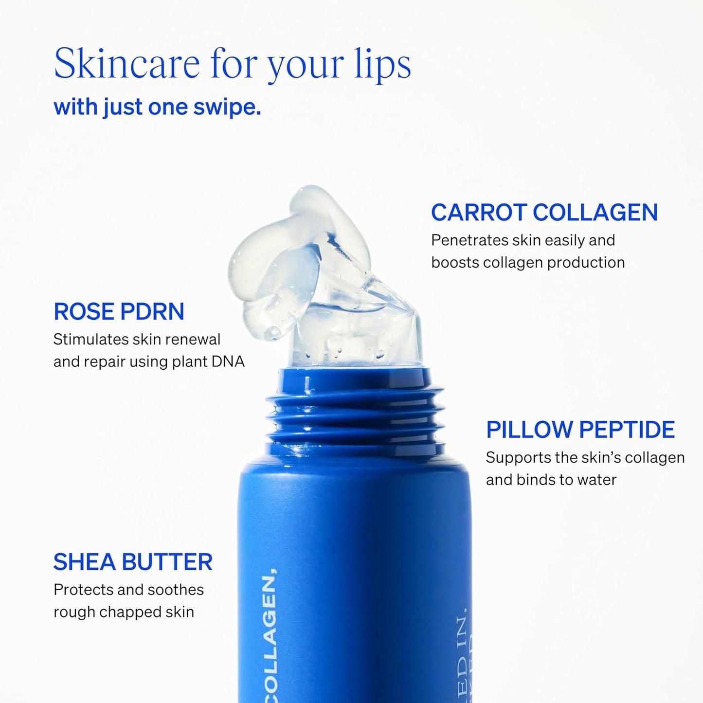 LipLock Jelly Serum for Dry Lips, Long-Lasting, Hydrating, Plumping, Glossy Mask with Rose PDRN, Carrot Collagen, Pillow Peptide, Moisturizing Tinted Lip Balm. (Crystal Clear)