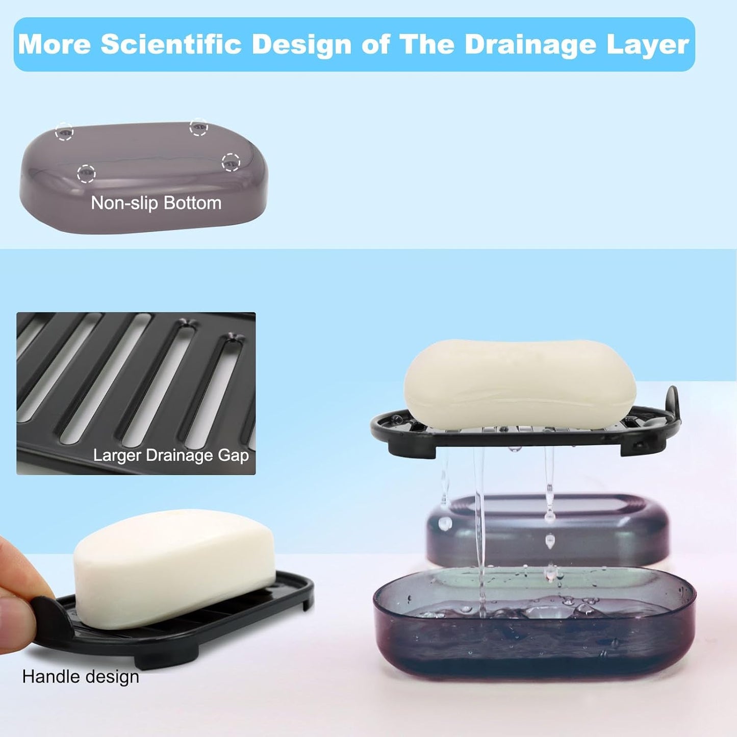 Travel Soap Container, Bar Soap Holder, Portable Soap Case, Soap Dish with Lid for Traveling, Camping, Gym, Bathroom (Black Style-1)