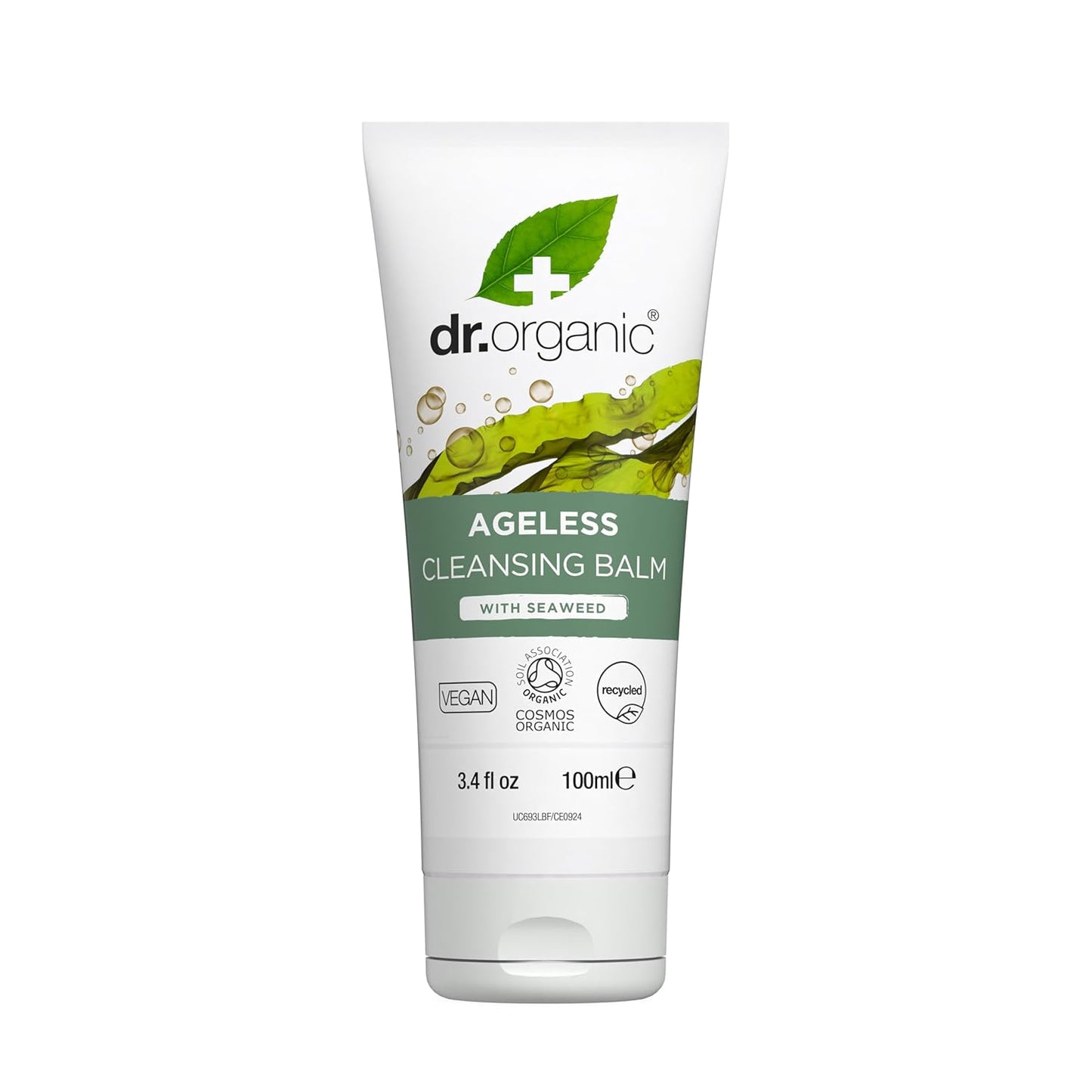 Dr. Organic Ageless Cleansing Balm with Seaweed | Moisturizing, Gentle, Removes Impurities, Certified Organic, Paraben & SLS-Free, Natural, Vegan, 100 ml / 3.4 fl oz