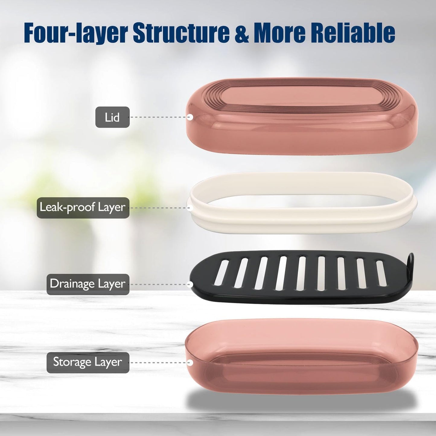 Shampoo Bar Holder Travel Case for Two Bars – Compatible with Kitsch Solid Shampoo & Conditioner Bars, Large Soap Container for Bathroom or Travel (1 Pack, Red Style A-Large)