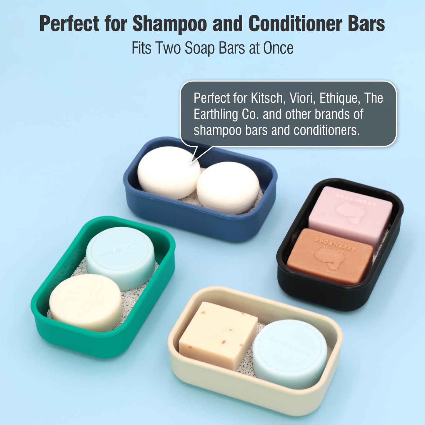 Enhanced Leak-Proof Travel Soap Case with Draining Pad, Silicone Soap Container for Traveling, Shampoo Bar Travel Case for Camping, Gym, Easy to Clean (Off-white)