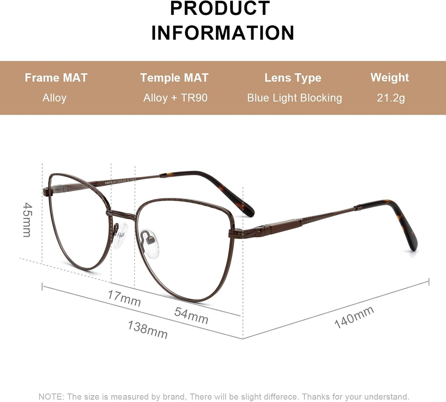 RB. Pilot Retro Cateye Reading Glasses for Women Blue Light Blocking Computer Glasses Spring Hinge Readers