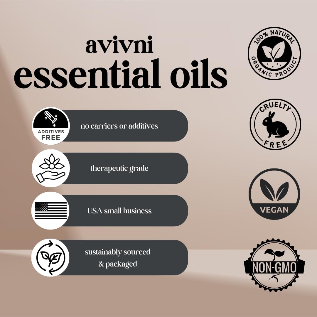 Avivni Bergamot Essential Oil - 100% Pure & Natural, Organic, Undiluted for Aromatherapy, Skin, Hair, Diffuser (0.33oz - 10ml)