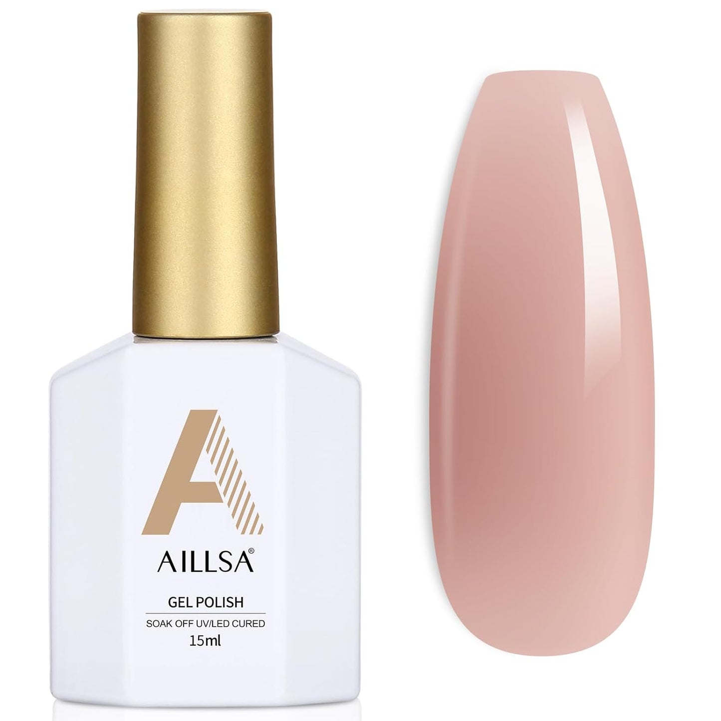 AILLSA Nude Gel Polish Dark Nude Gel Nail Polish Natural Translucent Soak Off U V Neutral Color Sheer Base Nail Gels Polish for Nail Art DIY French Manicure at Home 15 ML GB55