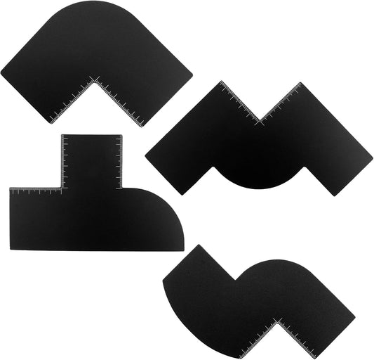 Barber Hairline Enhancement Card Set with Measurement Indicators, 4 Reusable Beard & Edge Up Shaping Tools for Spray Color, Hairline Stencil Template with Storage Ring for Line-Up and Fade Precision