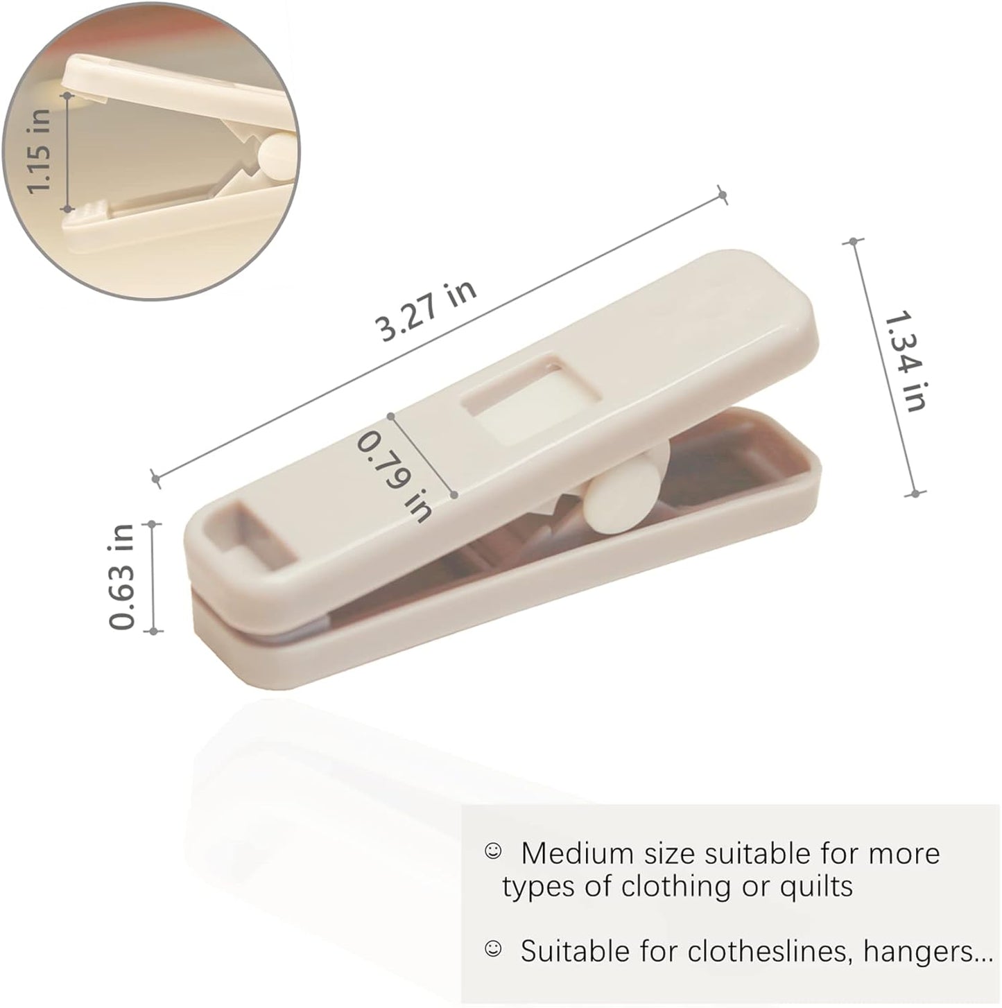 Strong Plastic Clothespins-16 Pack Heavy Duty Laundry Clothes Pins, Strong Clips, Non-Slip Clothes Pegs, Chip Clips, Hanger Clip, Rustless, Windproof, Heatproof-Gray