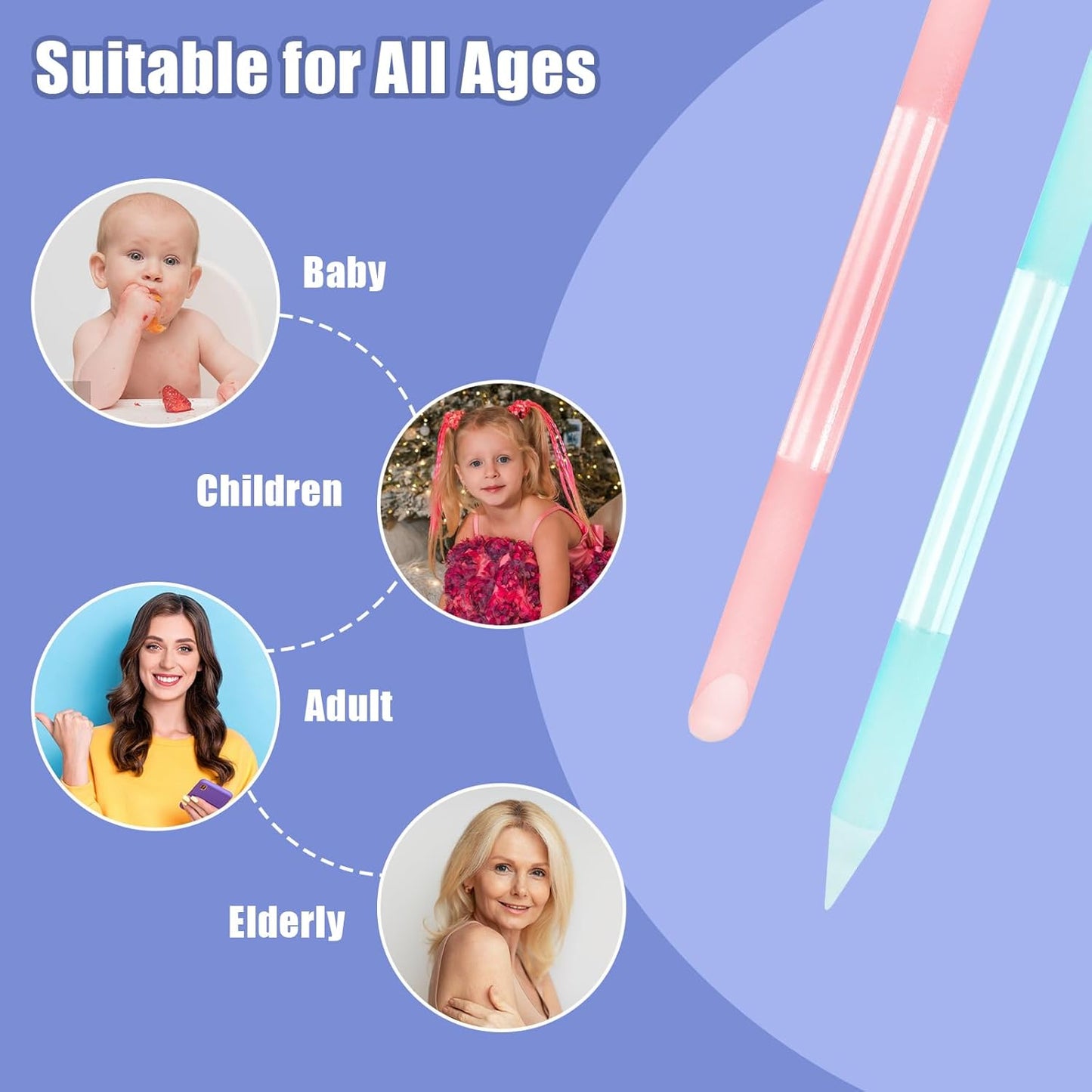 4Pcs Glass Cuticle Pusher, Crystal Cuticle Pusher Glass File, Dual-Ended Manicure Stick, Professional Precision Filing Cuticle Remover, Manicure Pedicure Tools for Nails and Cuticles Care…