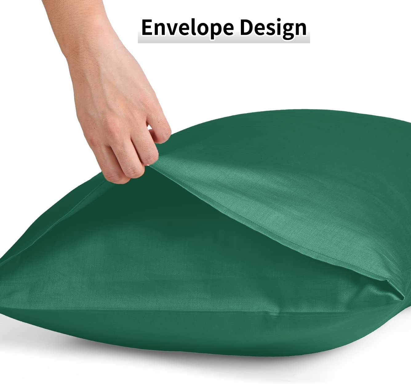 Warmstar Cotton Pillow Cases Standard Size Set of 2, 600 Thread Count Pillowcases 20x26 Inches, Soft Long Staple Cotton Pillowcases Breathable with Envelope Closure,Dark Green