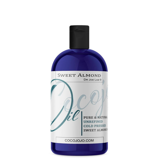 Dr Joe Lab Almond Oil 16 oz Pure Natural Sweet Almond Oil Cold Pressed Unrefined Extra Virgin - for Hair Skin Body Nail and Beard Carrier Oil for Essential Oils - Moisturizing & Nourishing