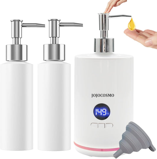 Massage Oil Warmer, Professional Lotion Warmer Heater,Automatic Massage Bottles Warmer Heated Oil Lotion Cream for Salon, Barber Shops, Home, with Two Oil Bottle Dispenser