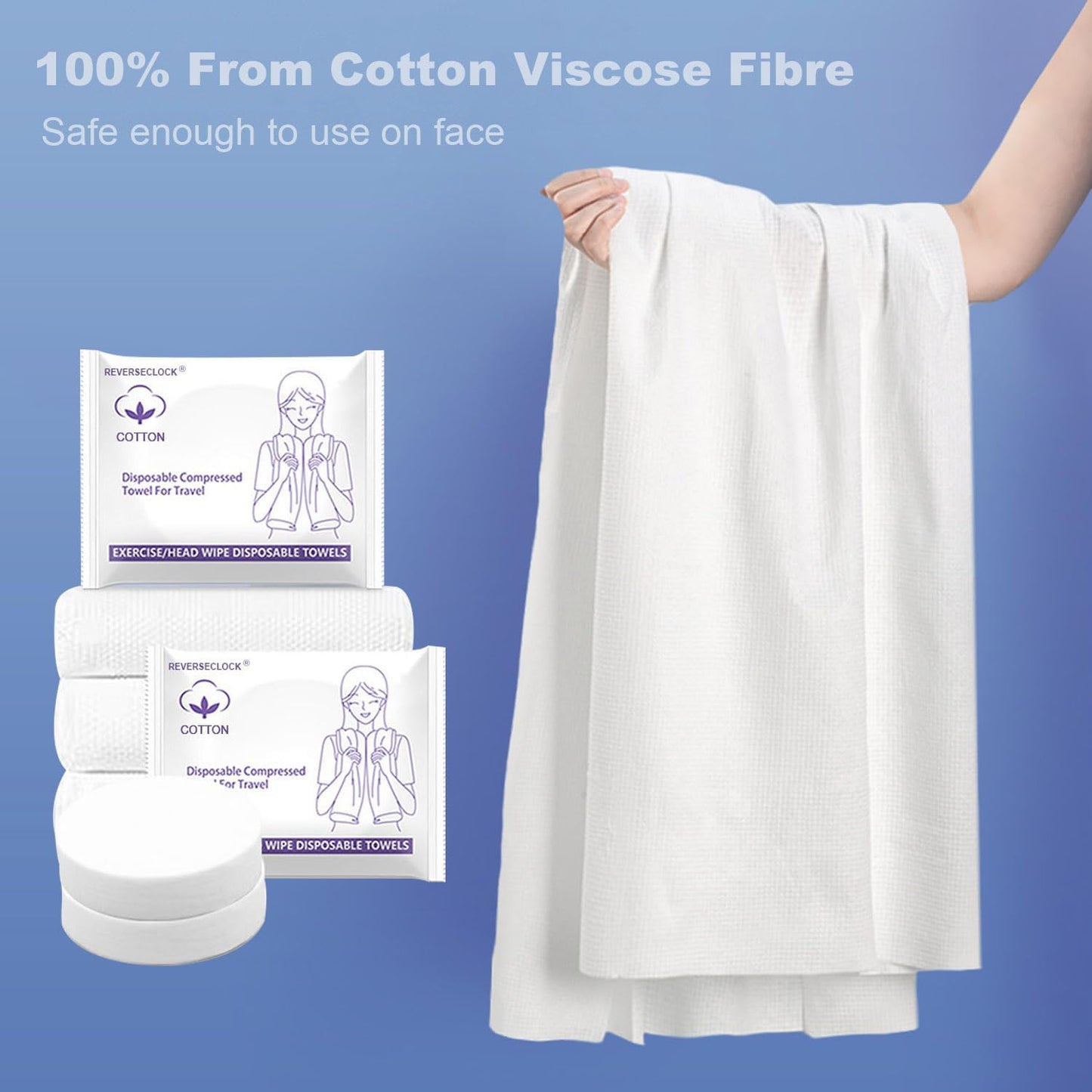 Disposable Towel Set Compressed Towels Large Bath Towel Face Towel Cotton Thick Portable Reusable Washcloth for Travel Camping Hiking Swimming Outdoor Sports Beauty Salon Cleaning Travel Kit for Hotel