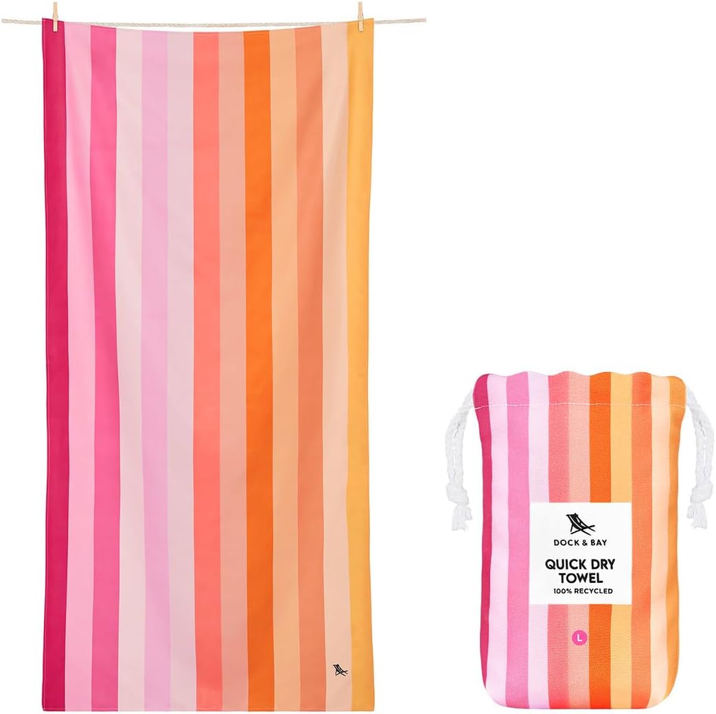Dock & Bay Beach Towel - Quick Dry, Sand Free - Compact, Lightweight - 100% Recycled - Includes Bag - Havana Cabana - Set of 4 - Extra Large (200x90cm, 78x35)