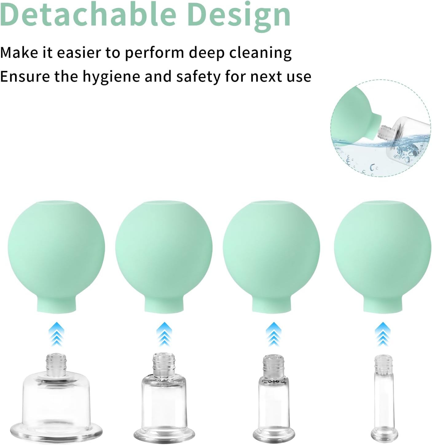 Meifuly Facial Cupping Set, 4 PCS Silicone Vacuum Suction Face Massage Cups, Skin Tightening Kit for Eyes, Face and Body (Green)