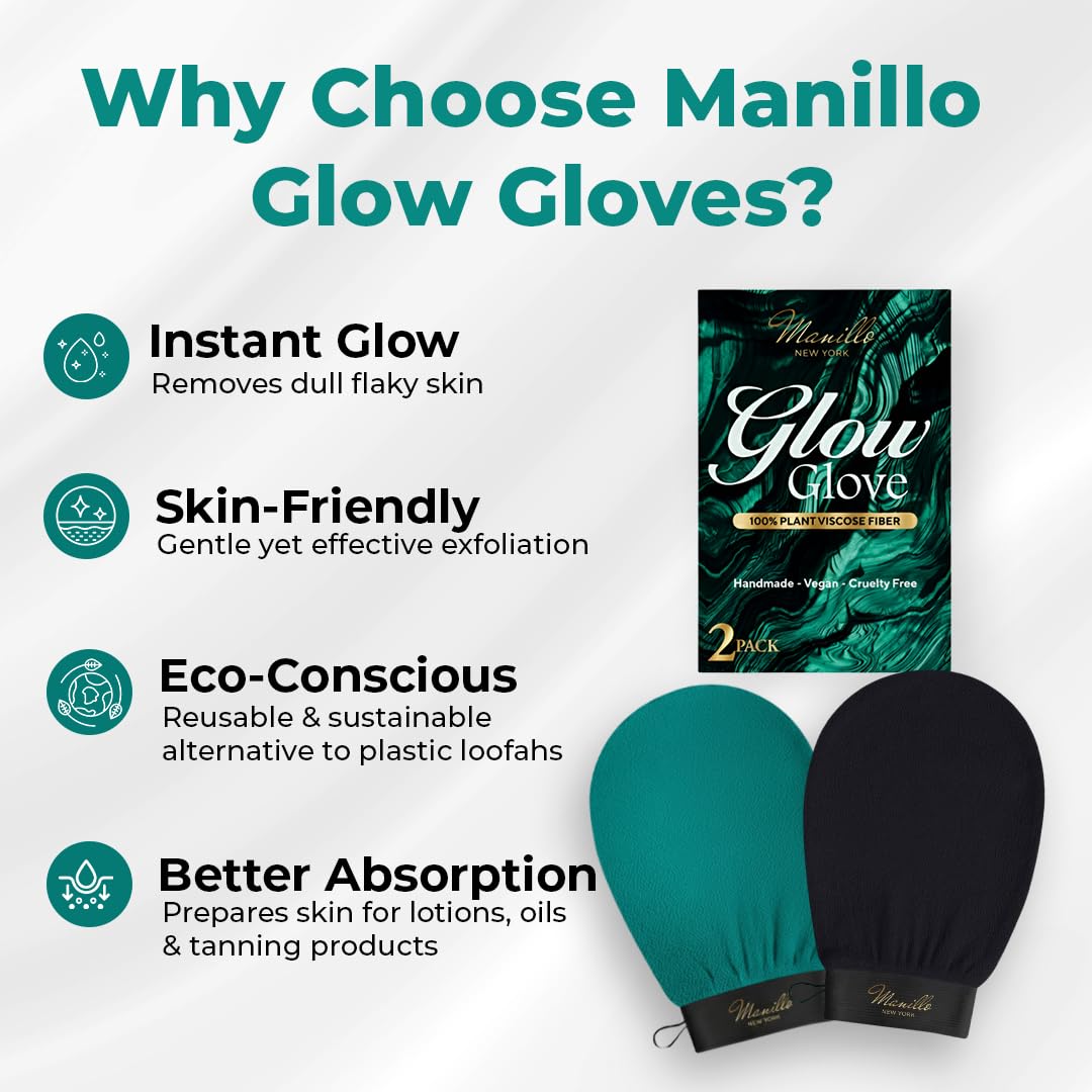Manillo exfoliating Glove Exfoliating Mitt for Body (2pc) – 100% Vegan Viscose Traditional Body Scrub Glove Kessa Korean Washcloth – Body Exfoliator for Self-Tan Removal & Keratosis Pilaris