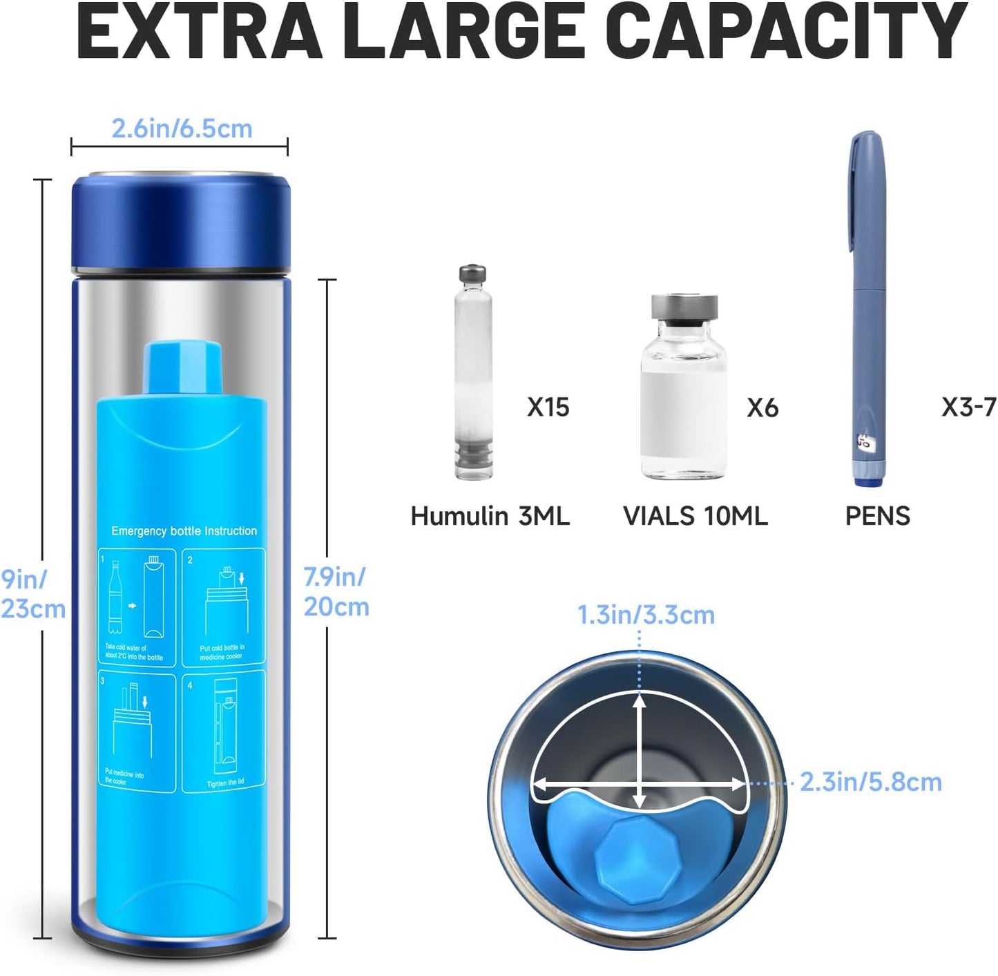 EnnbeRuu 60H Insulin Cooler Travel Case for Pens, Portable Medication Cooler for Travelling, TSA Approved Diabetes Care Carry Case Kit, Refrigerated Medicine Cooler Bag Ice Gel Pack