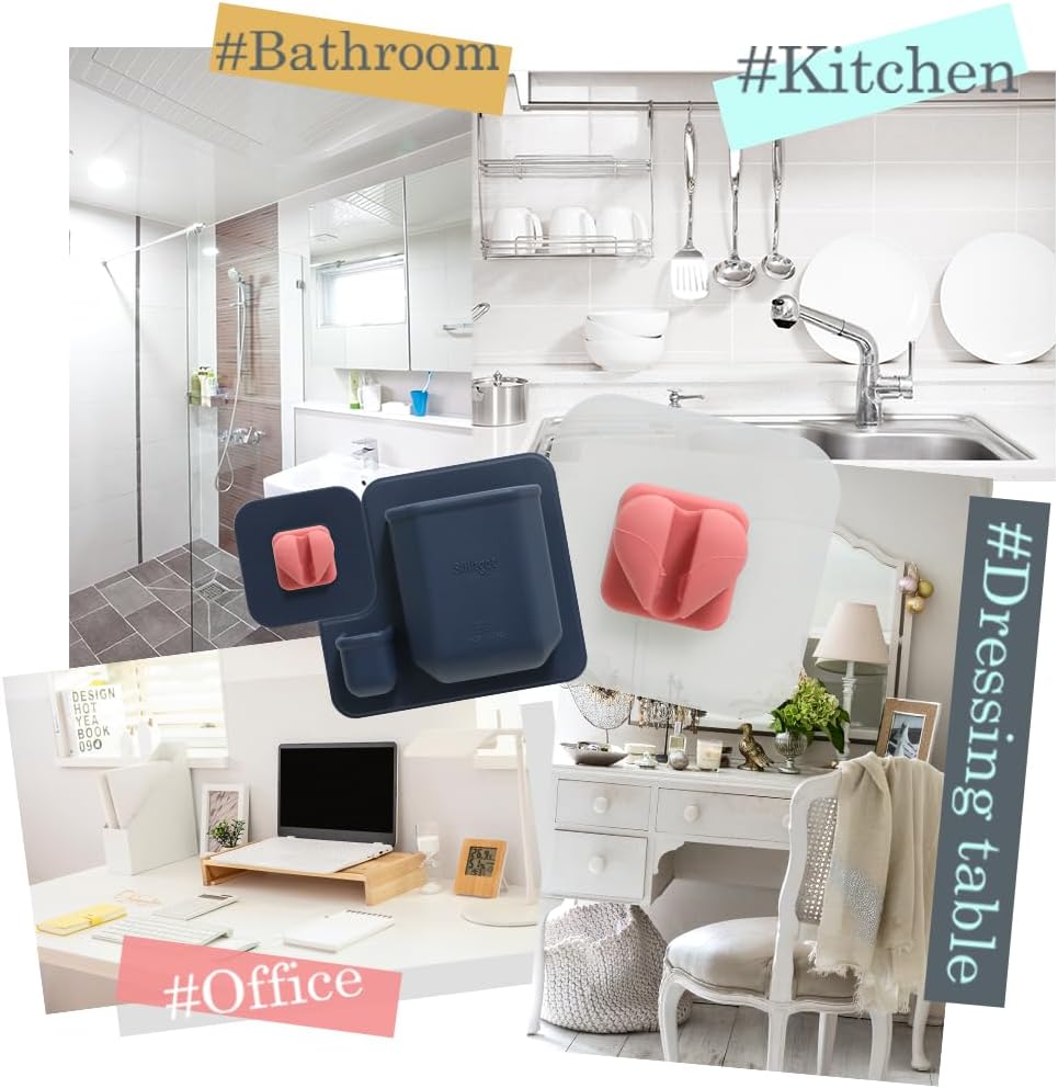 1+1 Silunity Silicone Toothbrush Holder - Suction & Stick, Reusable Sticker - Wall Mounted for Bathroom/Shower - Made in Korea - Ideal for Toothbrushes/Razors (White Pad (1+1), Couple)