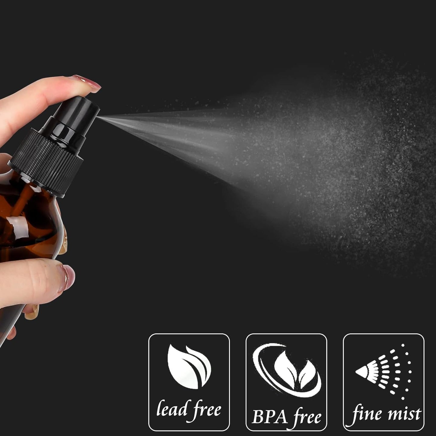 CycleMore 25 Pack 4oz Amber Glass Spray Bottles with Fine Mist Sprayers, Glass Travel Bottles for Cosmetic Essential Oils Cleaning Solutions Perfumes & More Liquids Ideal GIft