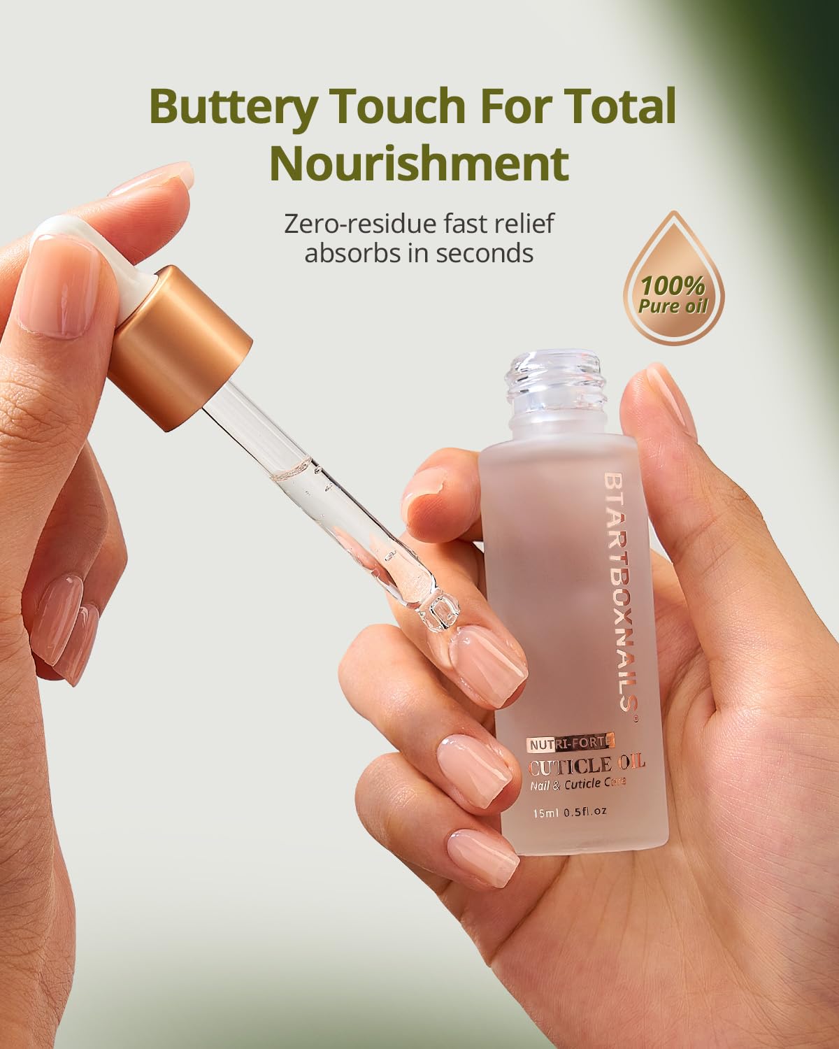 BTARTBOXNAILS Nutri-Forte Cuticle Oil - Pure Oil Formula with Olive Oil, Vitamin E, Squalane, Deep Repairing & Nourishing & Strengthening Treatment for Severe Nail Concerns, 15ml